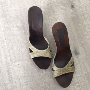 Green wooden sandals